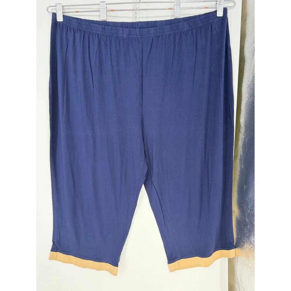 Pajama Set Women 2X Navy Blue 3pc Soft Stretchy Loungewear Comfy Casual Minimal